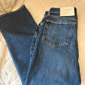 Calvin Klein woman’s High Rise Flare Crop  Classic Blue Straight Jeans